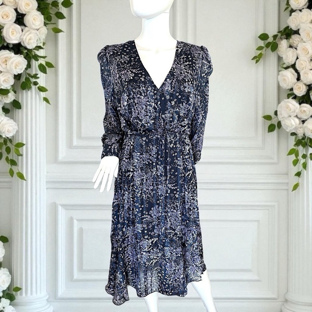 ADYSON PARKER Womens Navy Lined Asymmetrical Floaty Hem Size Large